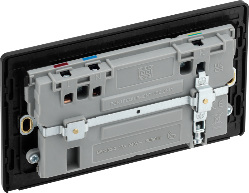 BG Electrical Evolve Matt Grey - Double switched single pole, with USB A + C (22W)