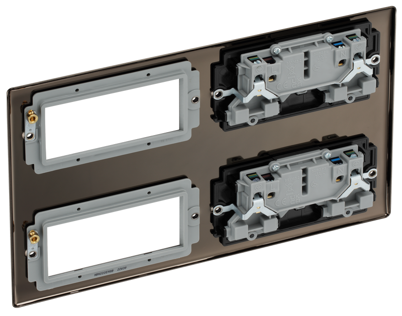 BG Electrical Nexus Metal Black Nickel - 2 x double, switched, double pole, 8 Euro Module