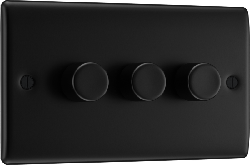 BG Electrical Nexus Metal Matt Black - Triple, 2 way push 200W