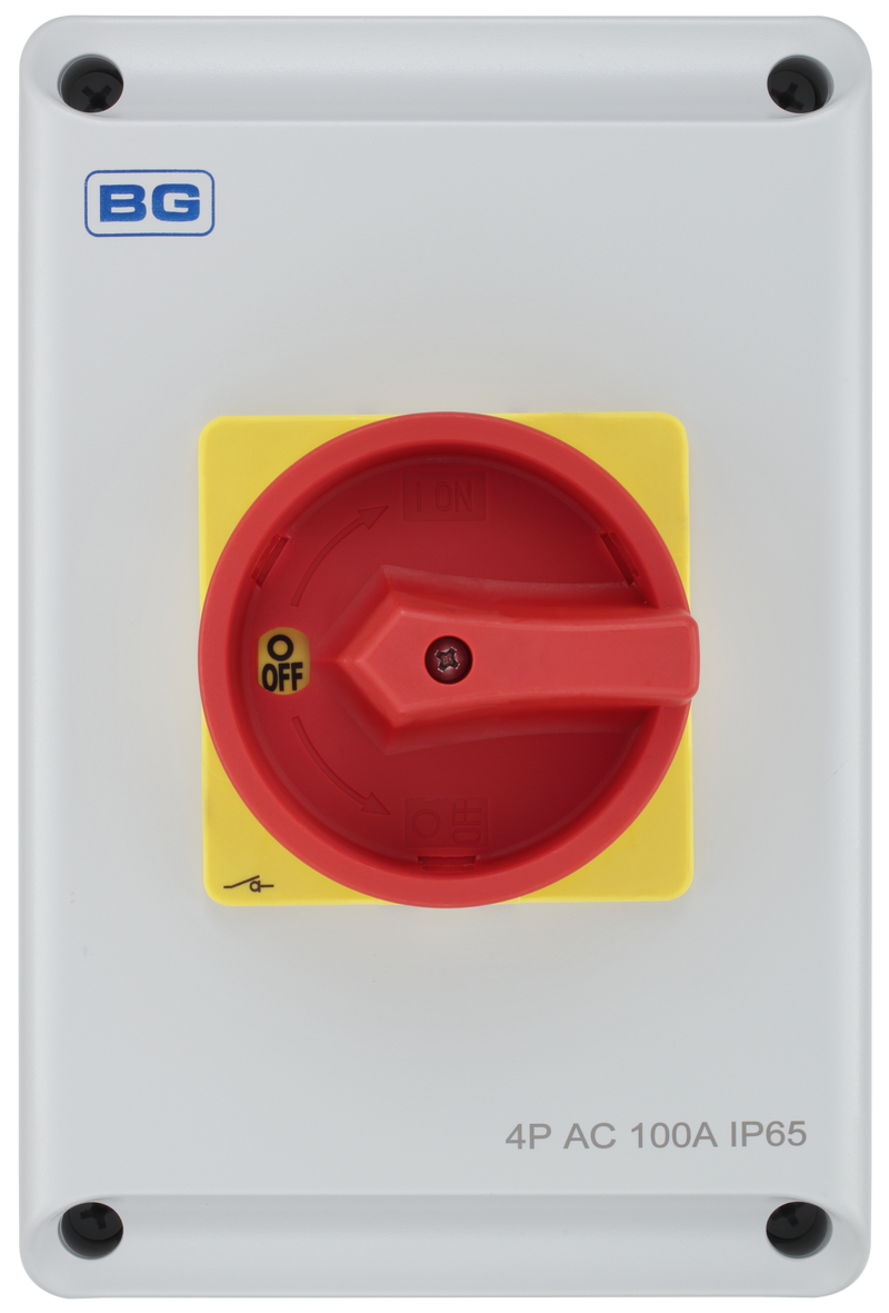 BG Circuit Protection Rotary Isolator 4 Pole - 100A, 4-Pole AC, Rotary Isolator