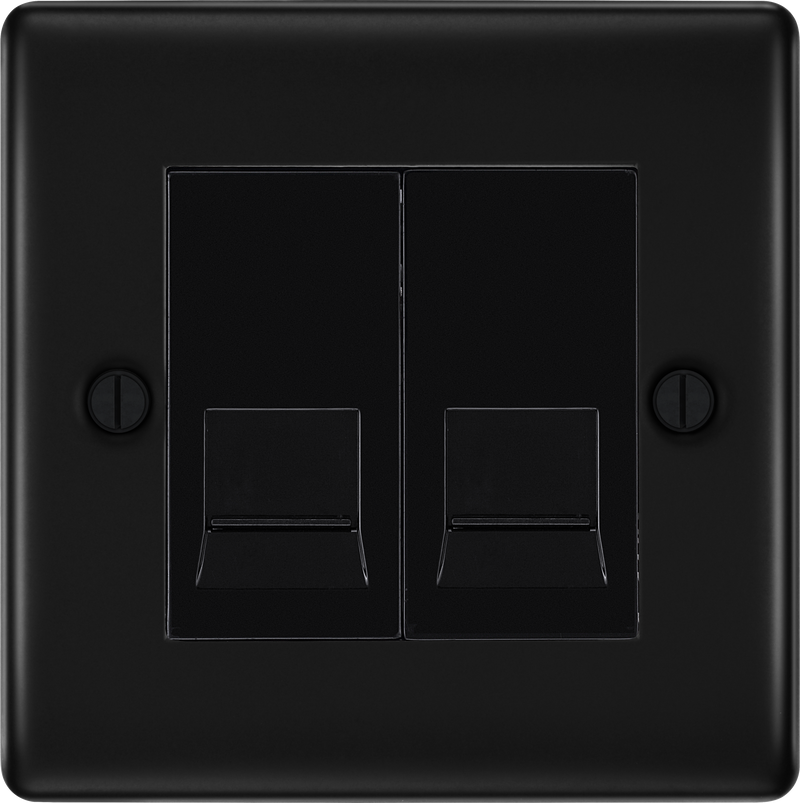 BG Electrical Nexus Metal Matt Black - Double telephone socket, master