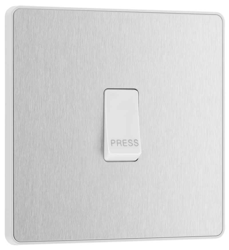 BG Electrical Evolve Brushed Steel - Single, bell push switch