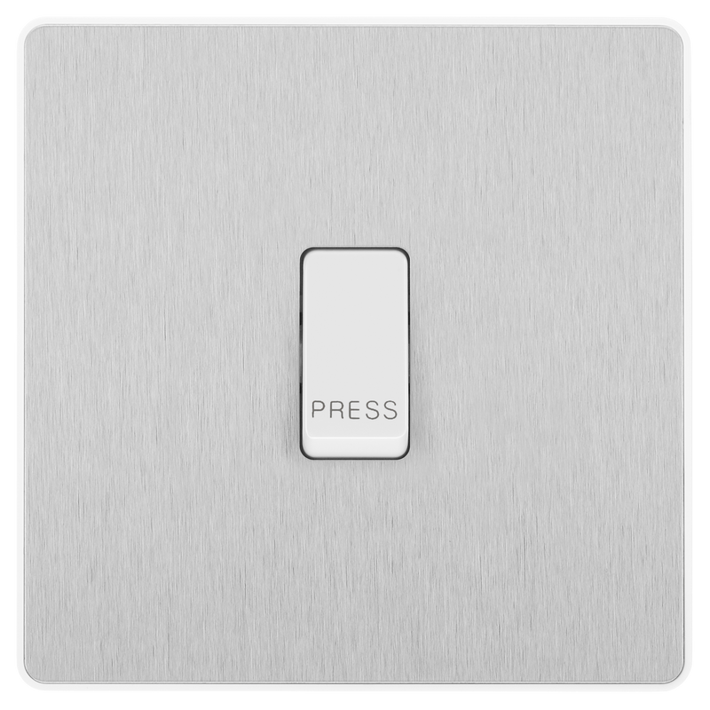 BG Electrical Evolve Brushed Steel - Single, bell push switch