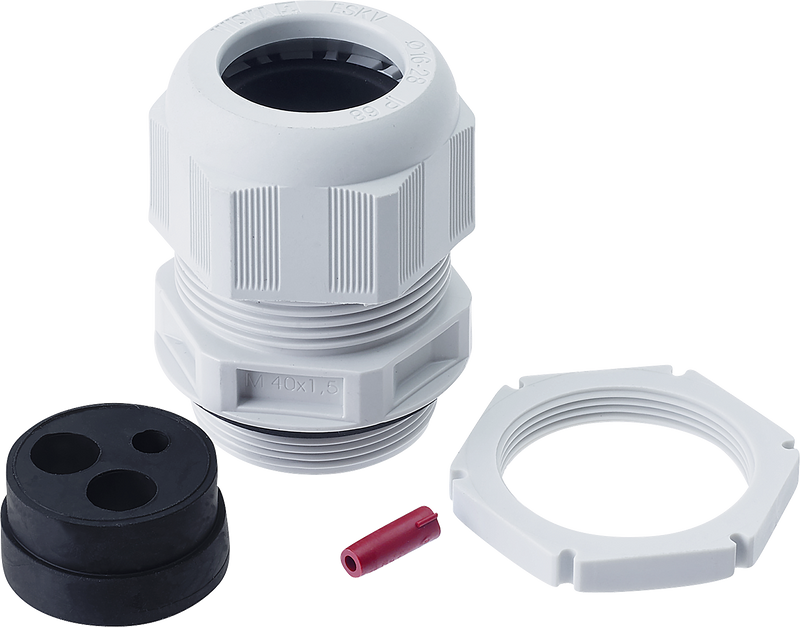 BG Electrical Contractor - Grey plastic tails kit, multiple inserts, locknut and blanking insert