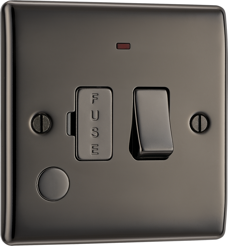 BG Electrical Nexus Metal Black Nickel - Switched and fused with indicator and flex outlet