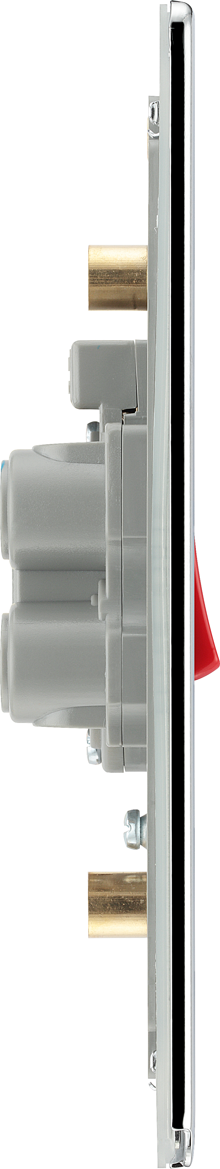 BG Electrical Flatplate Screwless Polished Chrome - 45A, double pole, large plate, with indicator