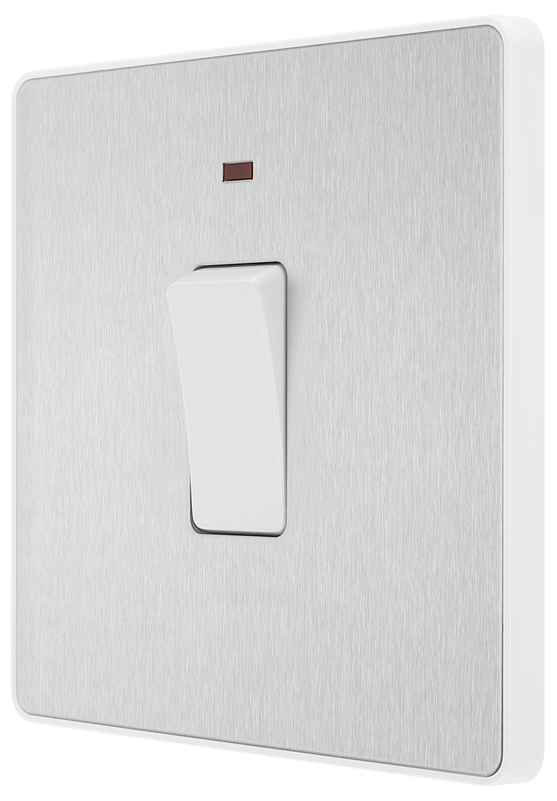 BG Electrical Evolve Brushed Steel - 20A, double pole, with indicator