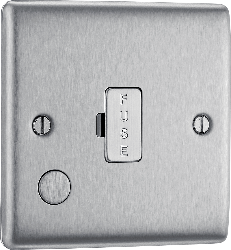 BG Electrical Nexus Metal Brushed Steel - Unswitched and fused with flex outlet