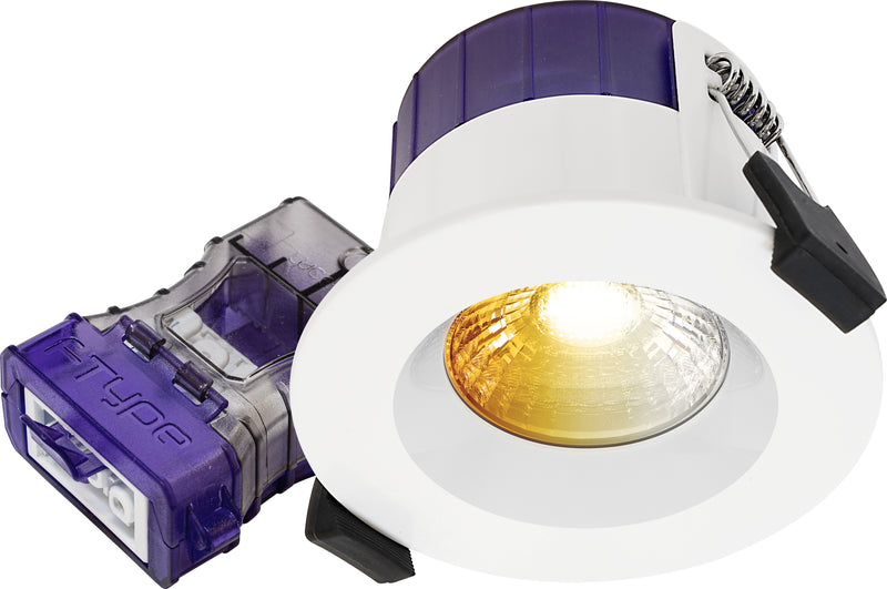 Luceco Ftype Ultra - FType Ultra Fire Rated Downlight 4W/6W 690lm Power Change & CCT Change 3000K / 4000K Dim2Warm Dimmable IP65 White - Regressed
