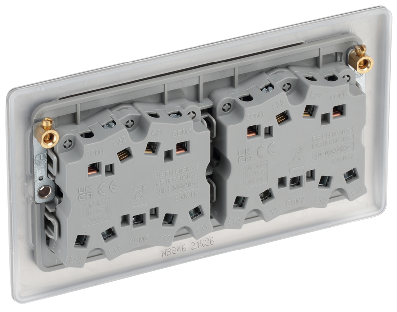 BG Electrical Nexus Metal Brushed Steel - 6 gang, 2 way switch