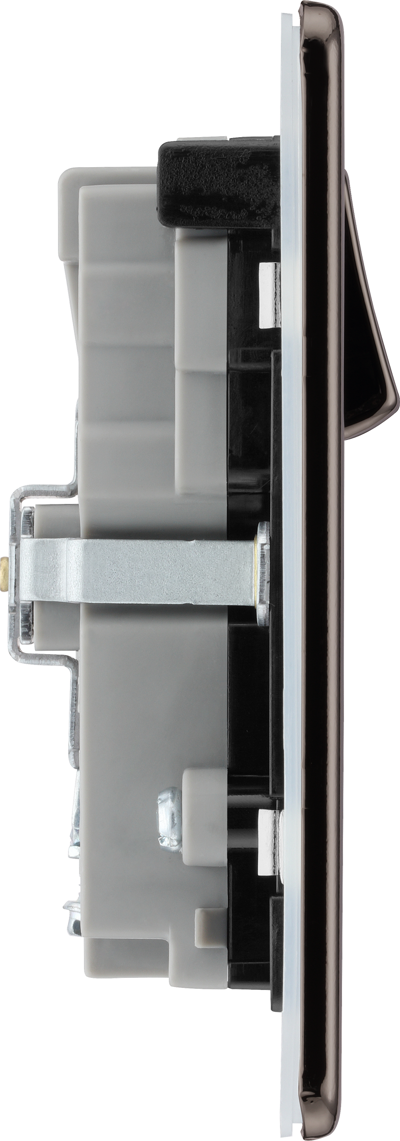 BG Electrical Flatplate Screwless Black Nickel - Double switched single pole, with USB A + C (22W)