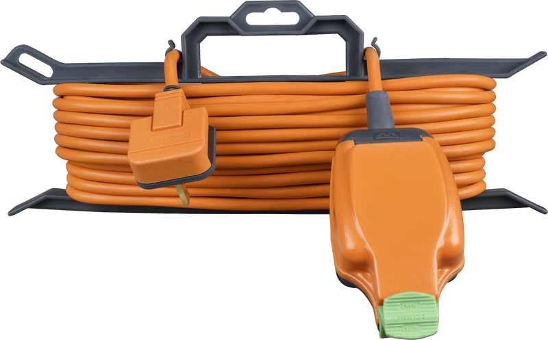 Masterplug Outdoor - 1 Weatherproof Socket, 15m, 13A, Orange