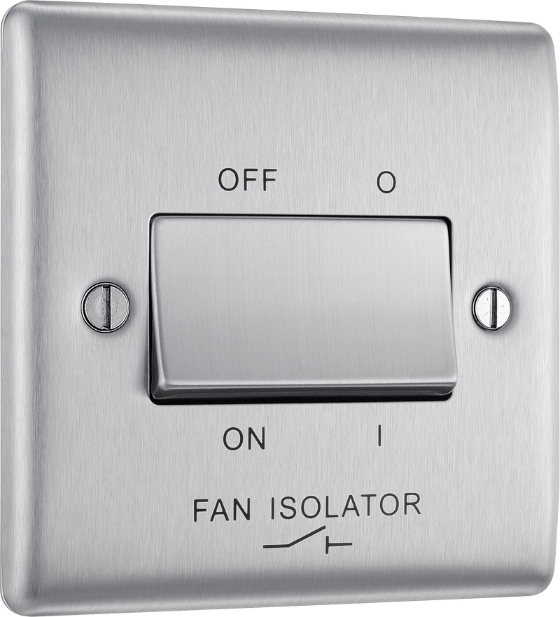 BG Electrical Nexus Metal Brushed Steel - Triple pole fan isolator
