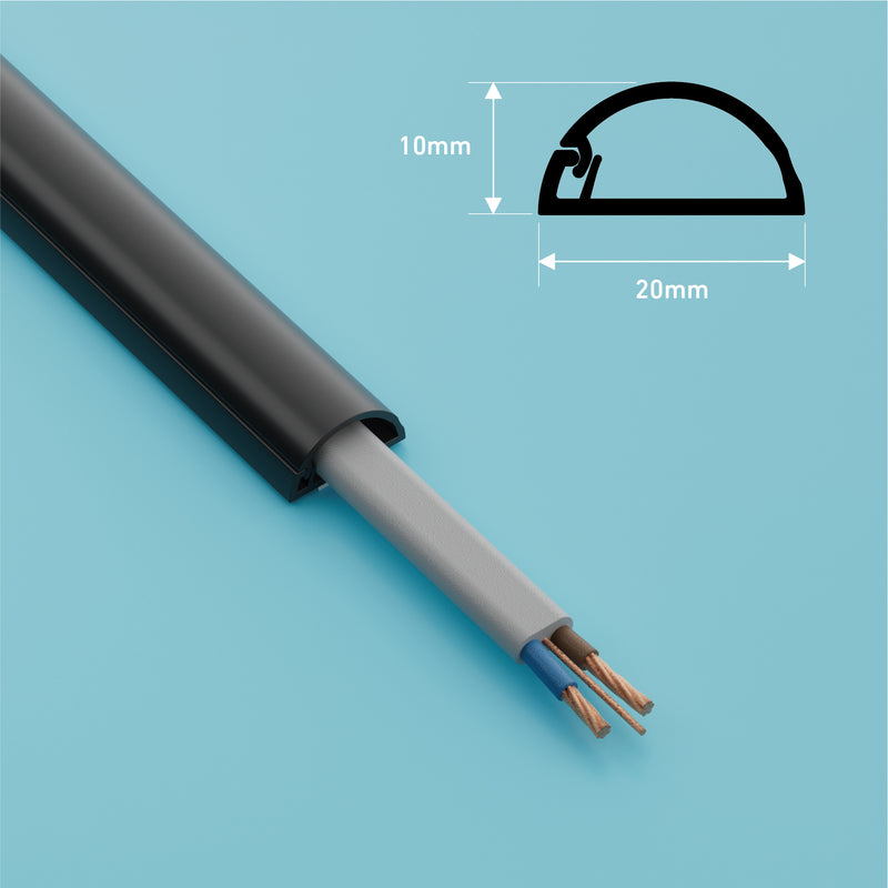 D-Line Trunking - 20x10mm Black 2m Self Adhesive Length