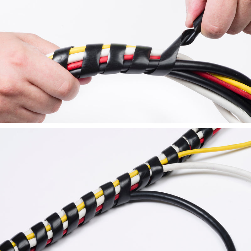 D-Line Cable Tidy - Cable Spiral Wrap, Black - 3m, 6-20mm expandable dia.