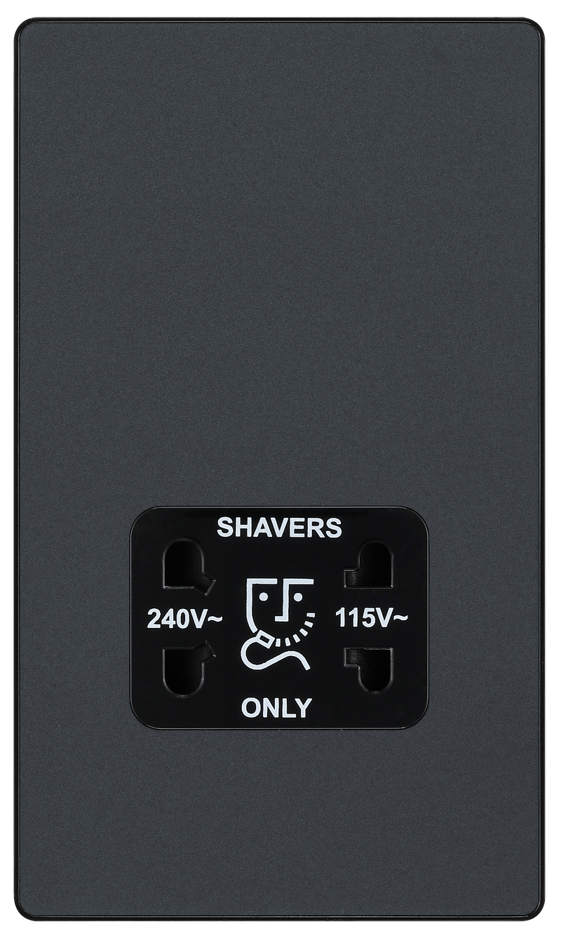 BG Electrical Evolve Matt Grey - 115/240V dual voltage shaver socket