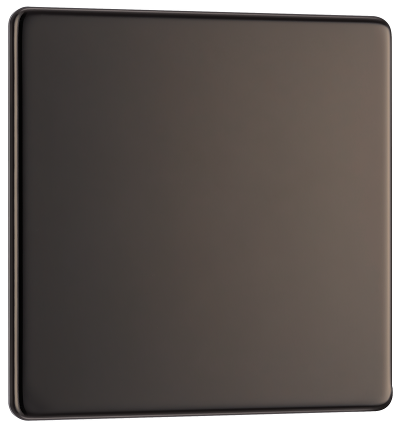 BG Electrical Flatplate Screwless Black Nickel - Single, blank plate