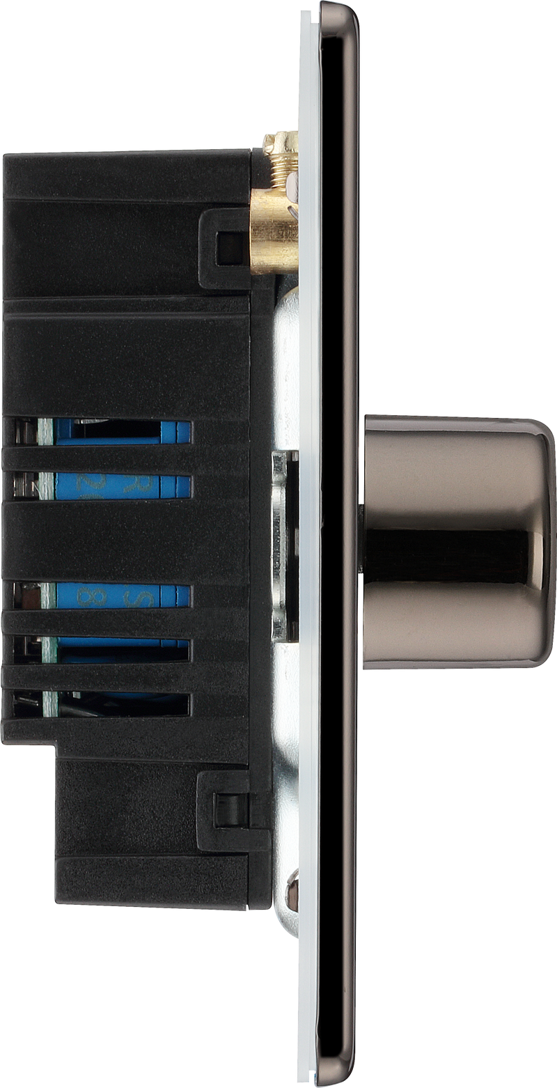 BG Electrical Flatplate Screwless Black Nickel - Triple 2 way push 200W