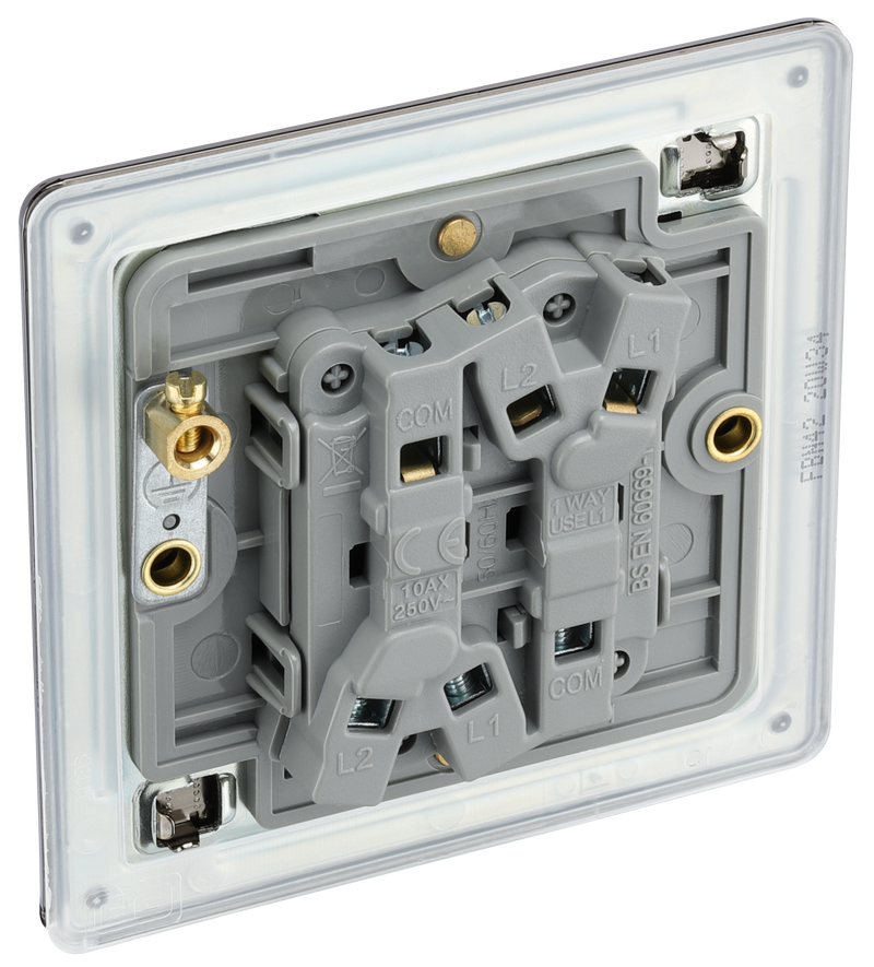 BG Electrical Flatplate Screwless Black Nickel - Double 2 way switch