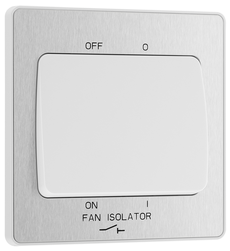 BG Electrical Evolve Brushed Steel - 3 pole fan isolator, fused