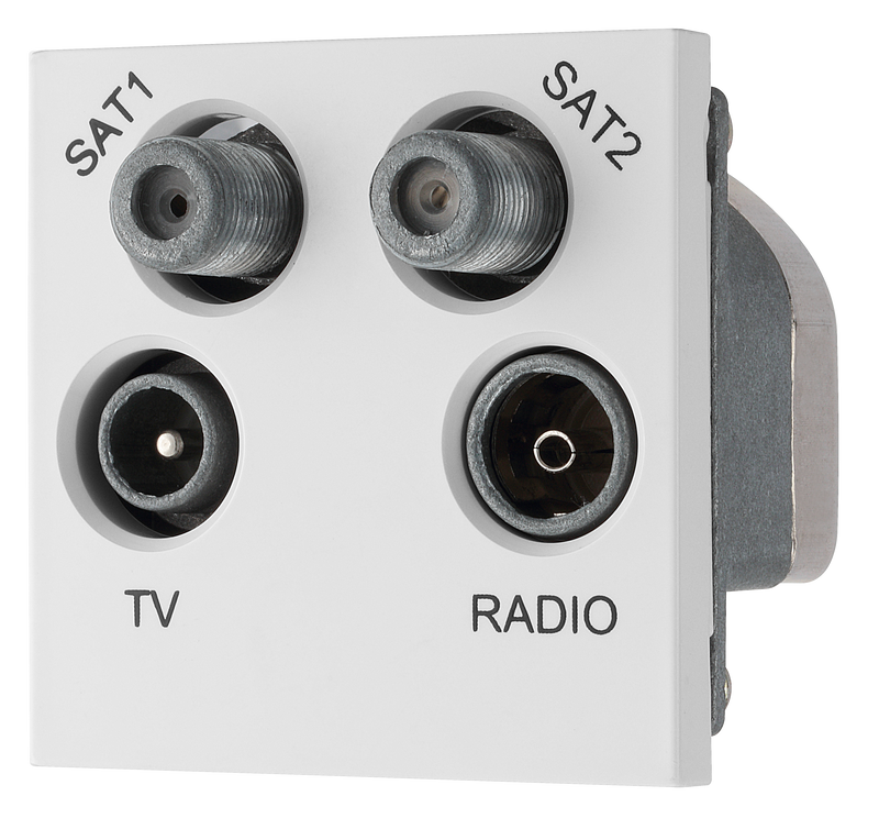 BG Electrical Euro Module - TV radio and dual satellite module - TV IEC male, radio IEC female, dual satellite female