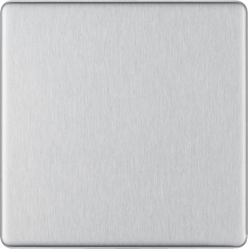 BG Electrical Flatplate Screwless Brushed Steel - Single, blank plate