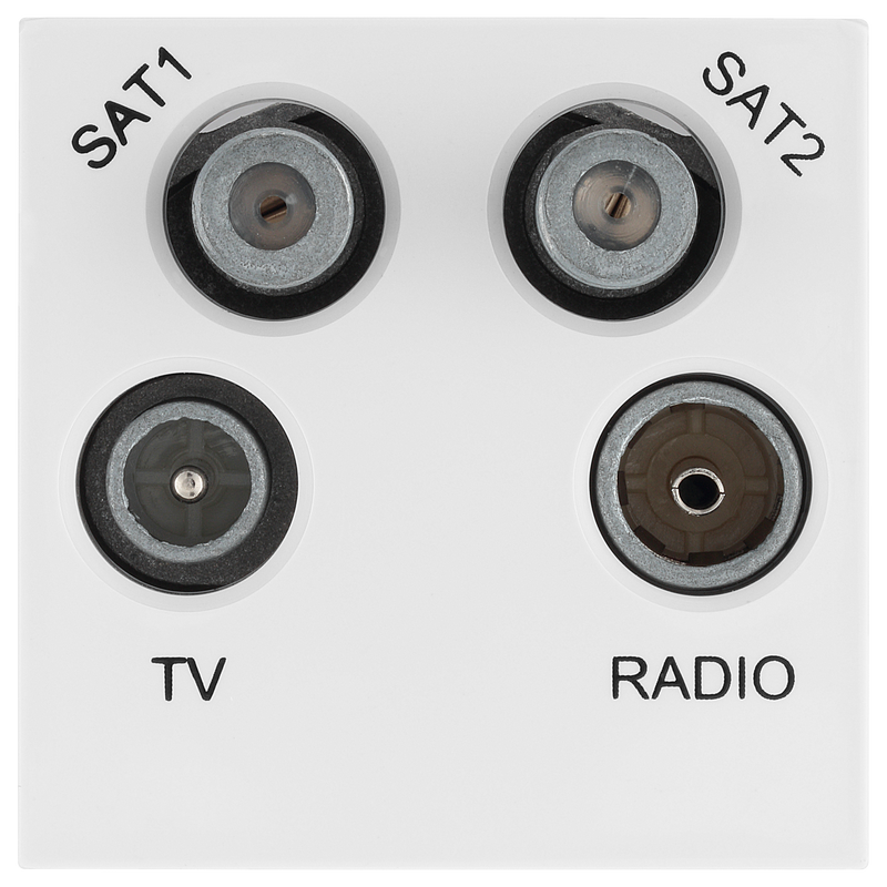 BG Electrical Euro Module - TV radio and dual satellite module - TV IEC male, radio IEC female, dual satellite female