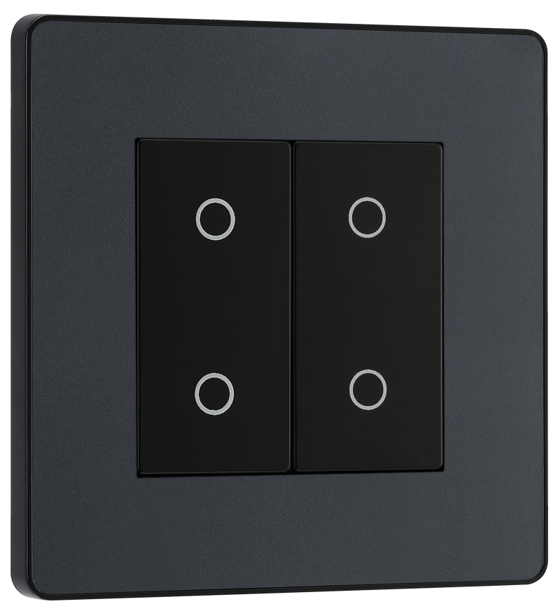 BG Electrical Evolve Matt Grey - Double, 2 way touch, 200W, secondary