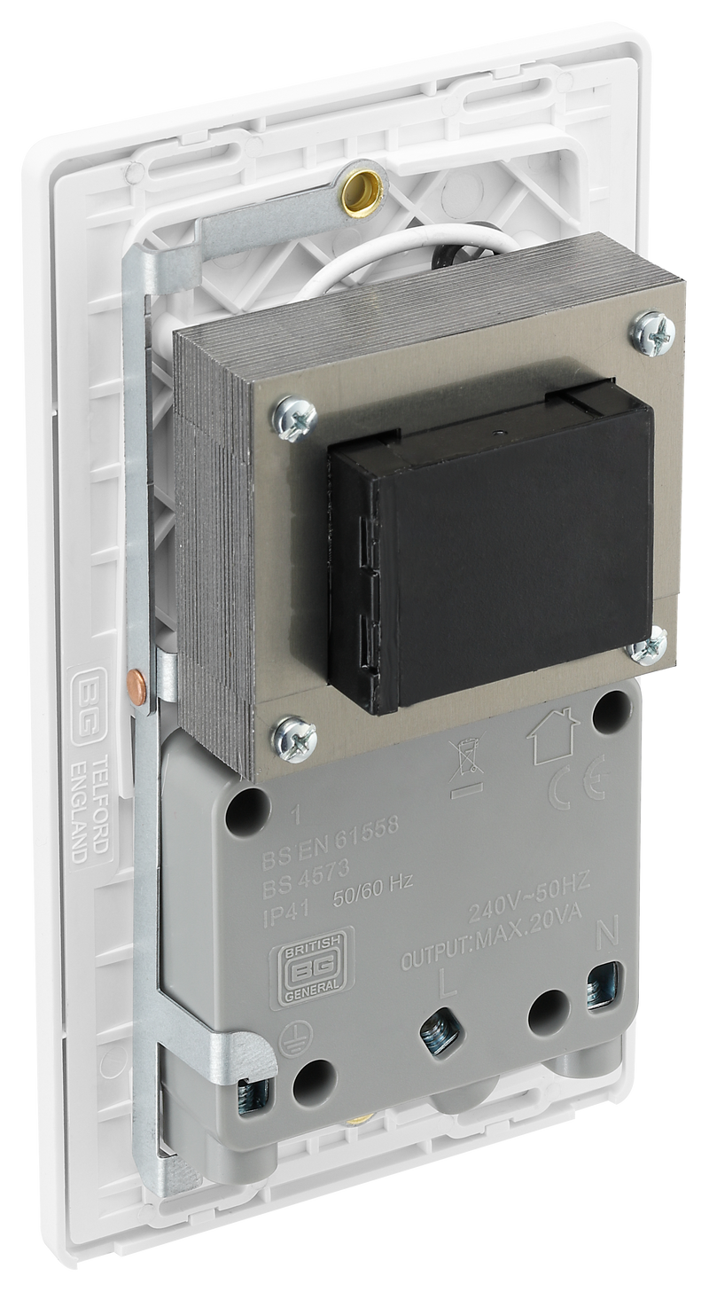 BG Electrical Evolve Brushed Steel - 115/240V dual voltage shaver socket