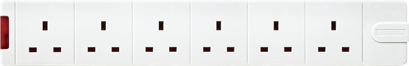 Masterplug Basic - 6 Sockets, 13A, White