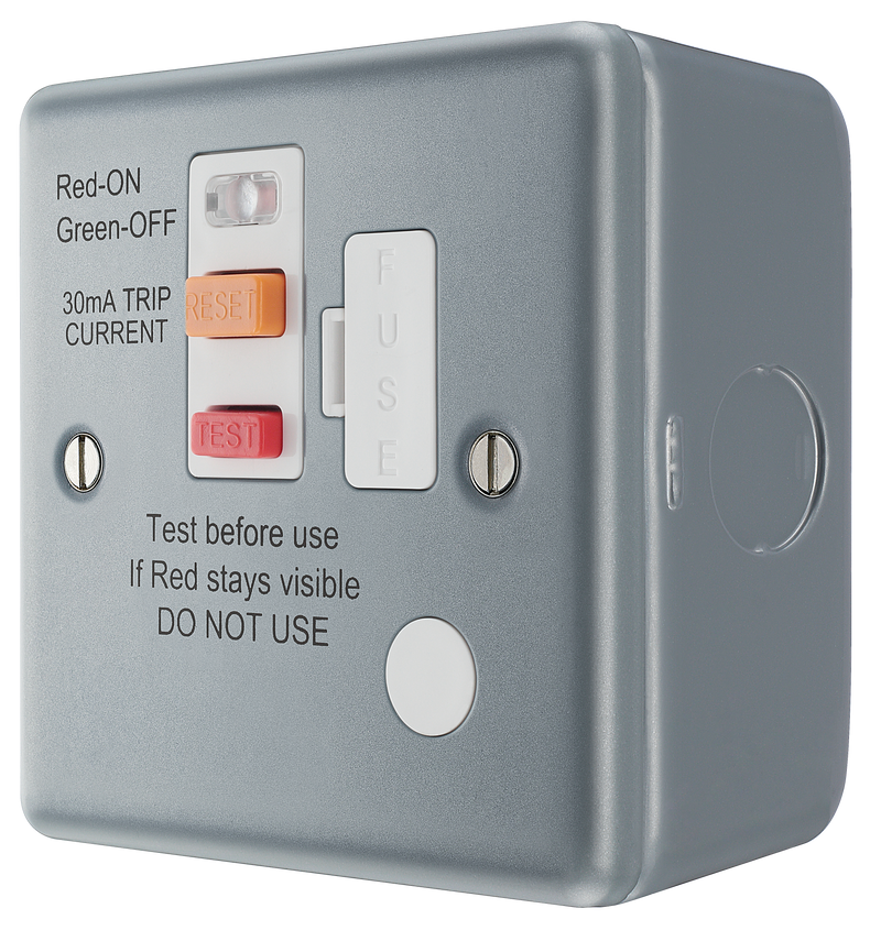 BG Electrical Metal Clad - Fused unswitched,with Type A RCD and flex outlet