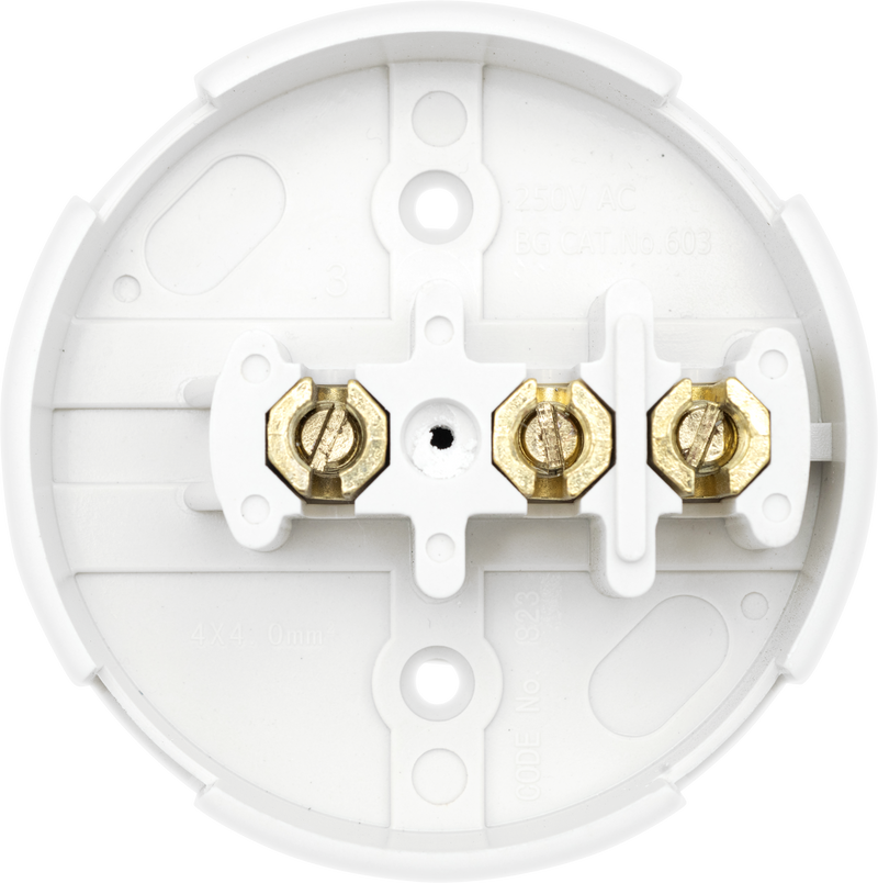 BG Electrical Contractor - Selective Entry Junction Box 3 Way, 30A, 89mm Dia, White