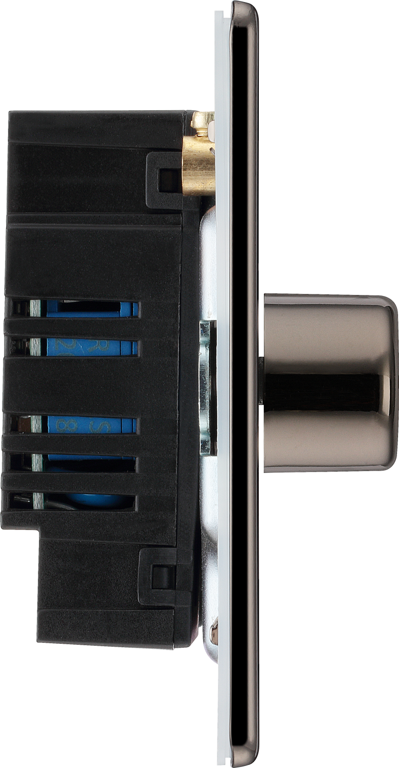 BG Electrical Flatplate Screwless Black Nickel - Quadruple, 2 way push 200W