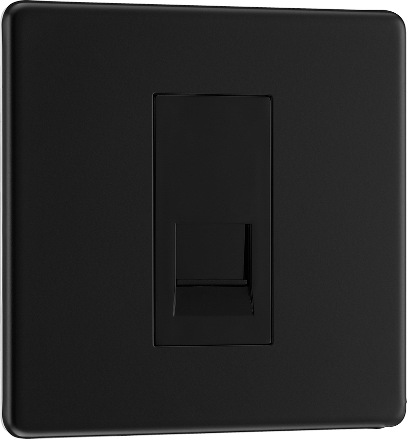 BG Electrical Flatplate Screwless Matt Black - Single telephone socket, secondary