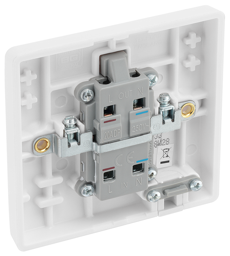 BG Electrical 800 Series - 20A, double pole, with indicator and flex outlet