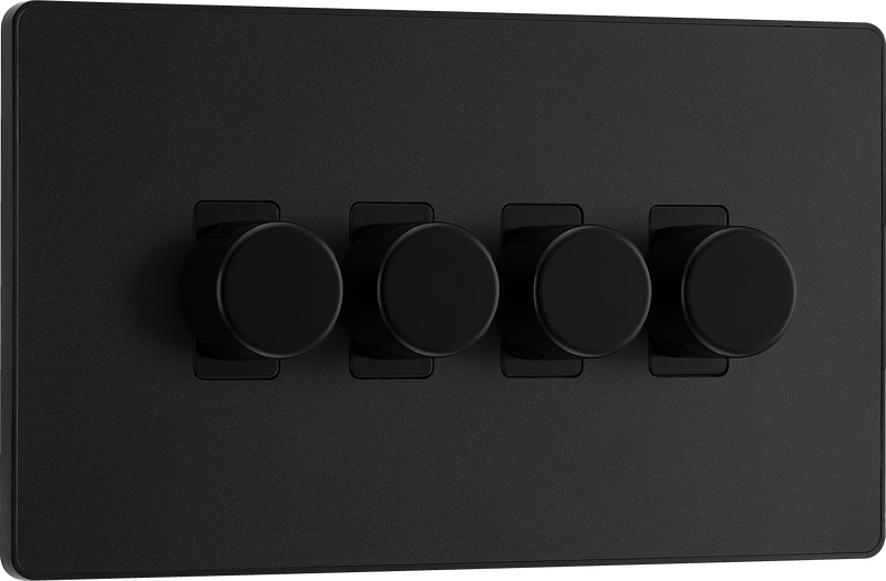 BG Electrical Evolve Matt Black - Quadruple, 2 way push 200W