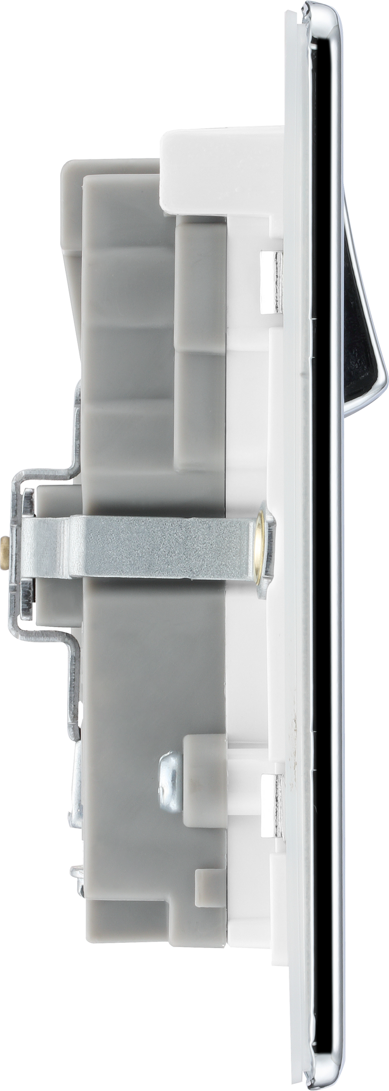 BG Electrical Flatplate Screwless Polished Chrome - Double switched single pole, with USB A + C (45W)