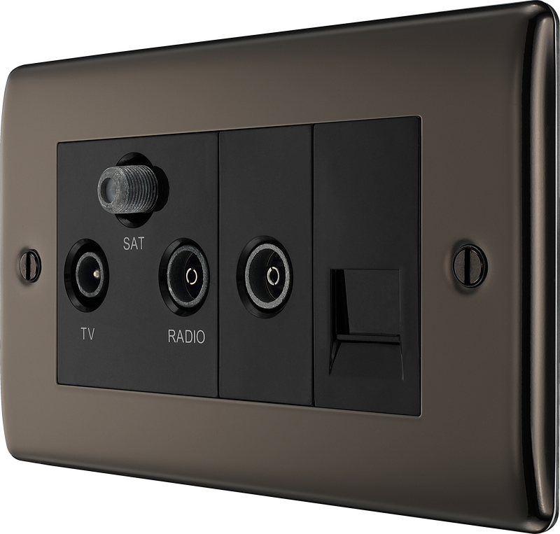 BG Electrical Nexus Metal Black Nickel - Triplex with BT outlet and co-axial return - screened