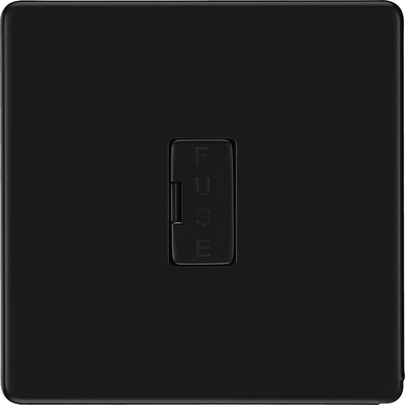 BG Electrical Flatplate Screwless Matt Black - Unswitched and fused