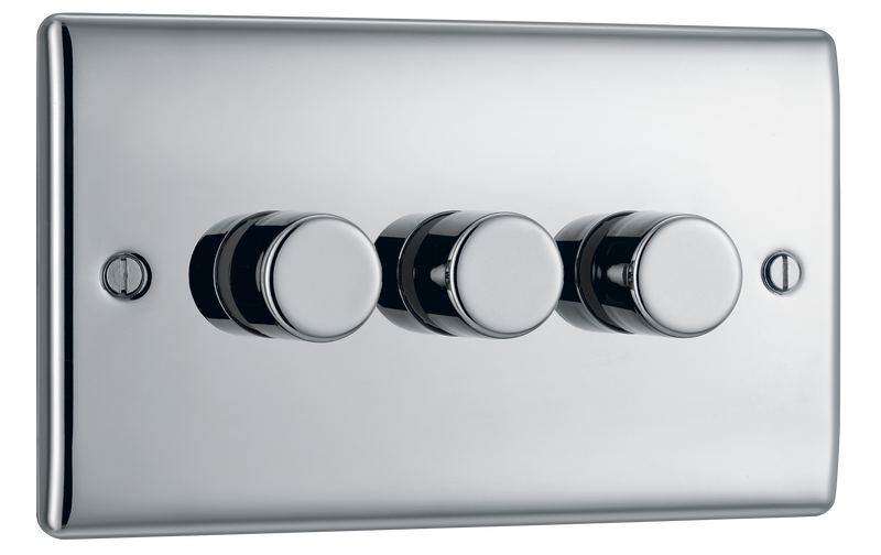 BG Electrical Nexus Metal Polished Chrome - Triple, 2 way push 200W