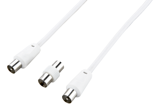Ross Cable Accessories - Coaxial aerial cable with coupler (1.5m, white)