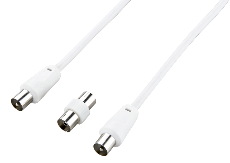 Ross Cable Accessories - Coaxial aerial cable with coupler (1.5m, white)