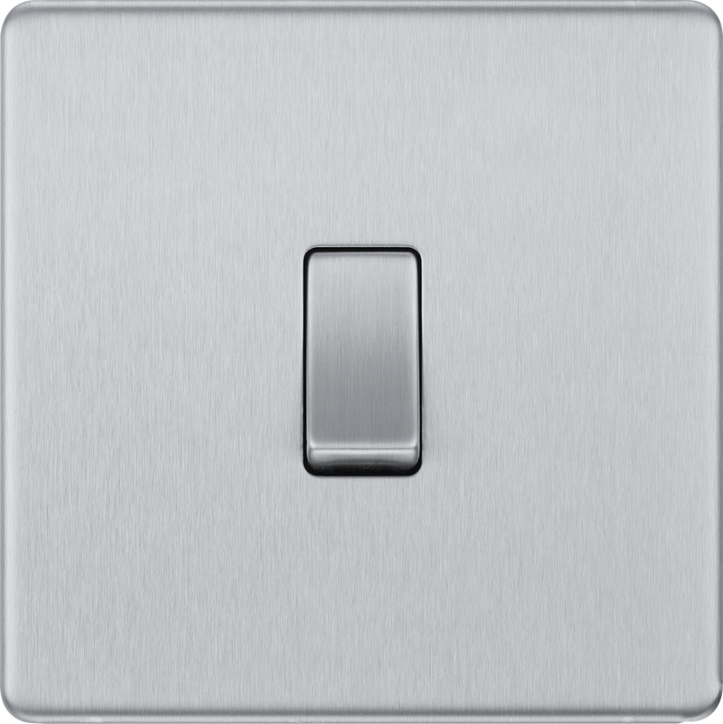 BG Electrical Flatplate Screwless Brushed Steel - Intermediate switch