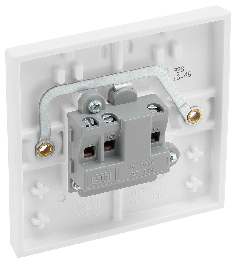 BG Electrical 900 Series - 2A, Single, unswitched, round pin