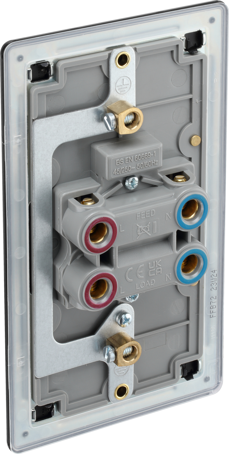BG Electrical Flatplate Screwless Matt Black - 45A, double pole, large plate, with indicator