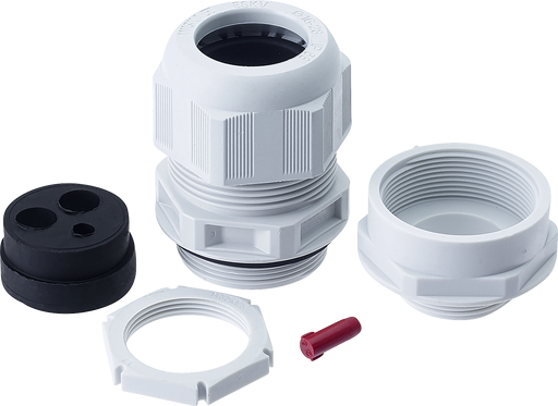 BG Electrical Contractor - Grey plastic tails kit, adaptor, multiple inserts, locknut and blanking insert
