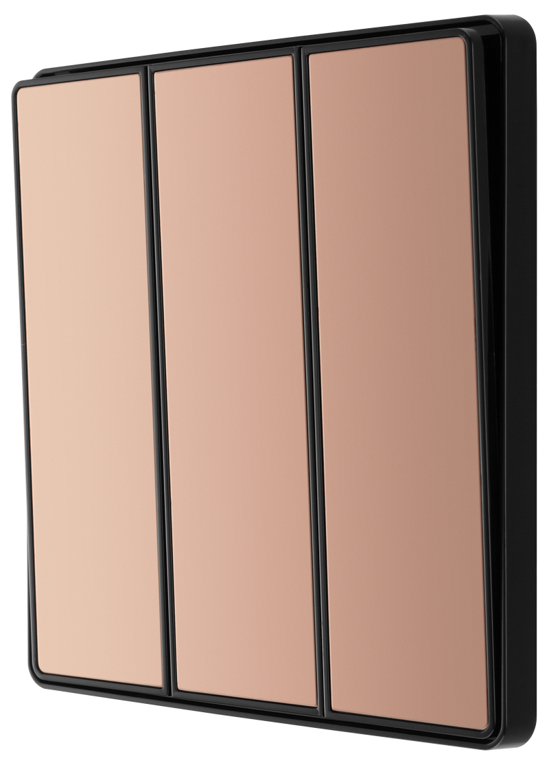 BG Electrical Evolve Polished Copper - Triple, 2 way switch, edge rocker