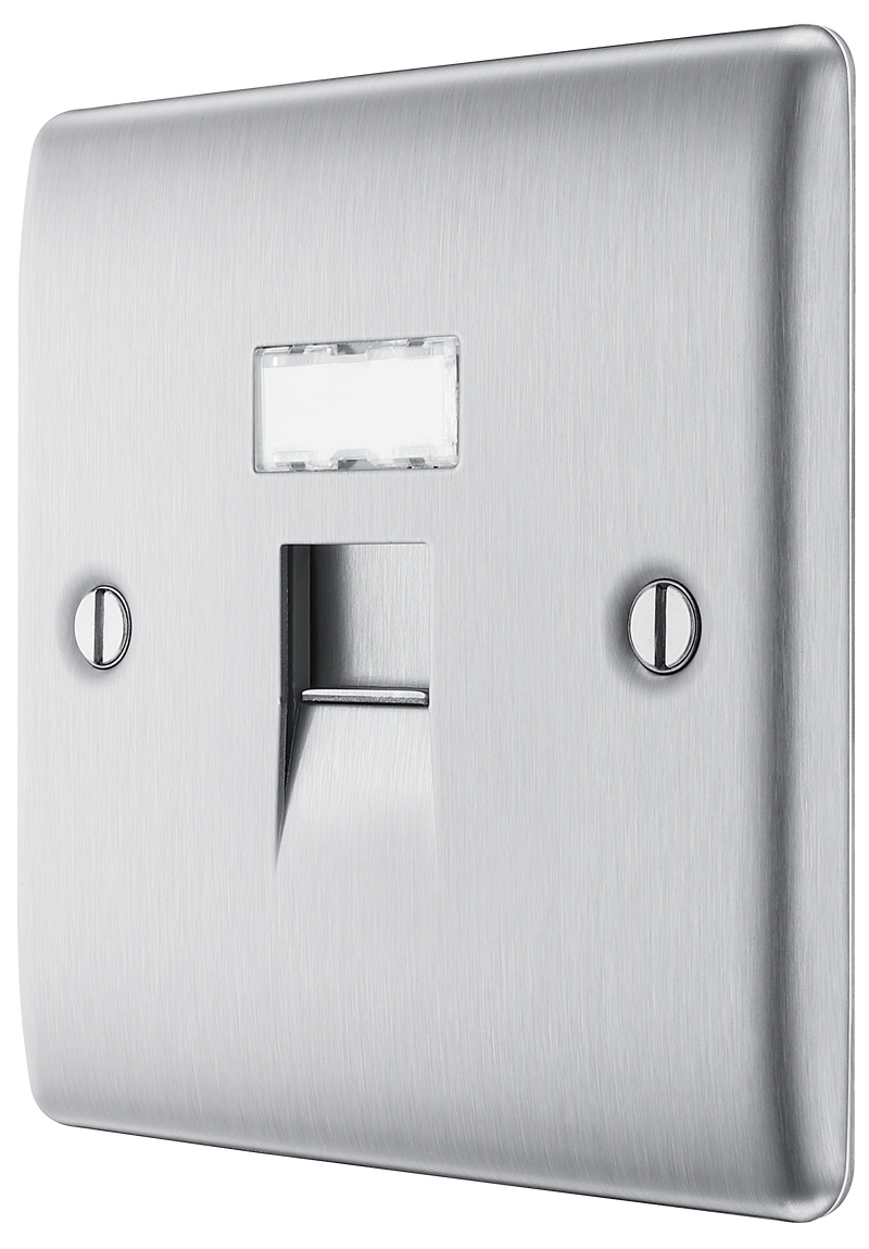 BG Electrical Nexus Metal Brushed Steel - Single, RJ45 data socket