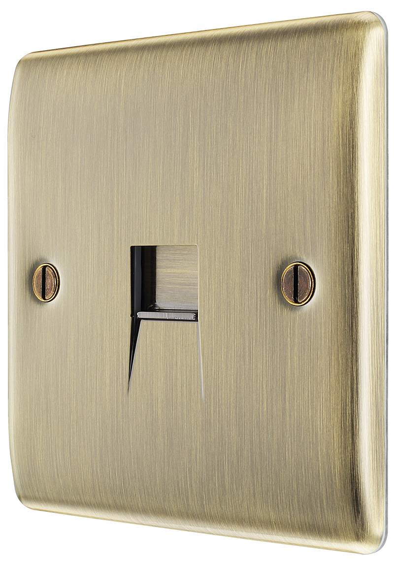 BG Electrical Nexus Metal Antique Brass - Single, telephone socket, master