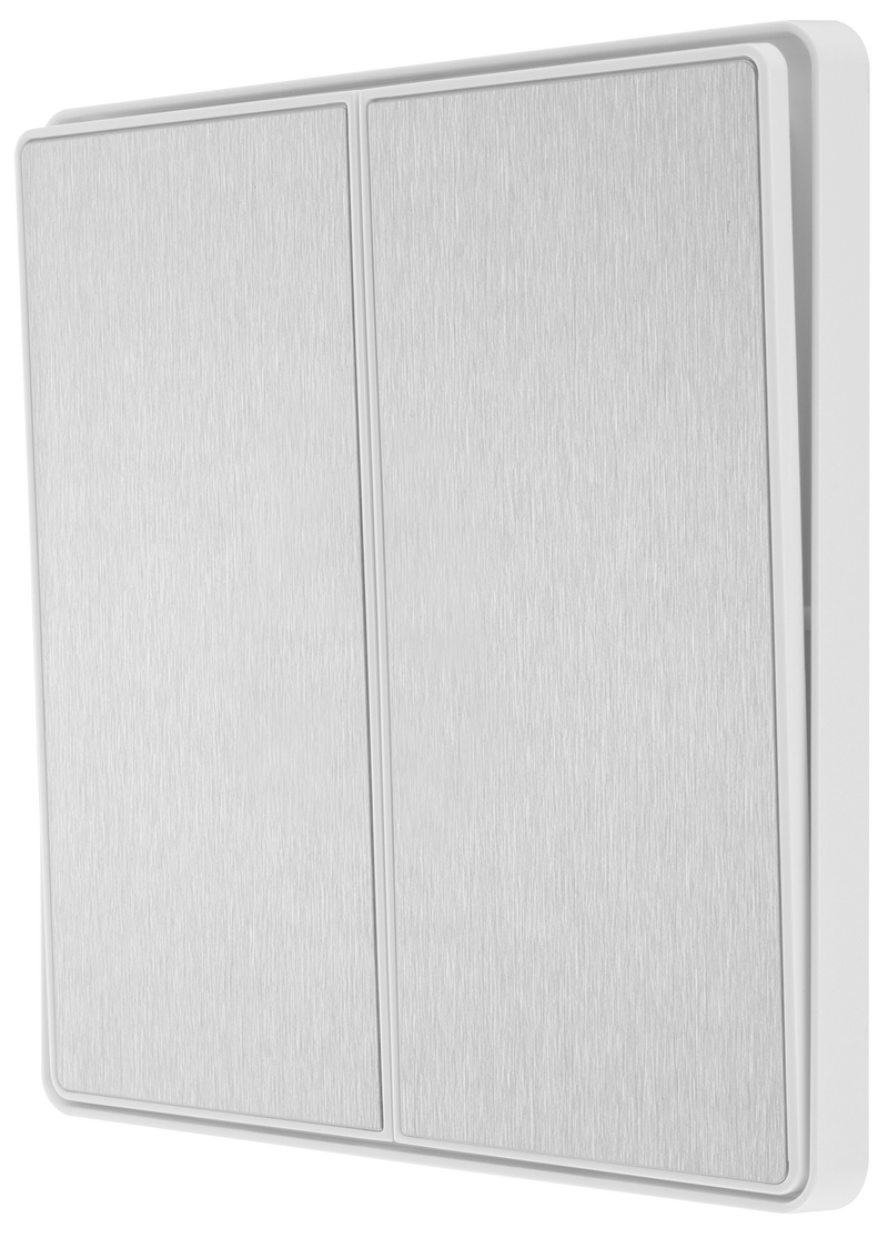 BG Electrical Evolve Brushed Steel - Double, 2 way switch, edge rocker